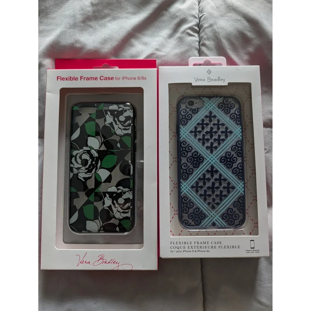 Vera Bradley iPhone 6 6s Flexible Frame Case Bundle Imperial Rose Blue 2pk NIB